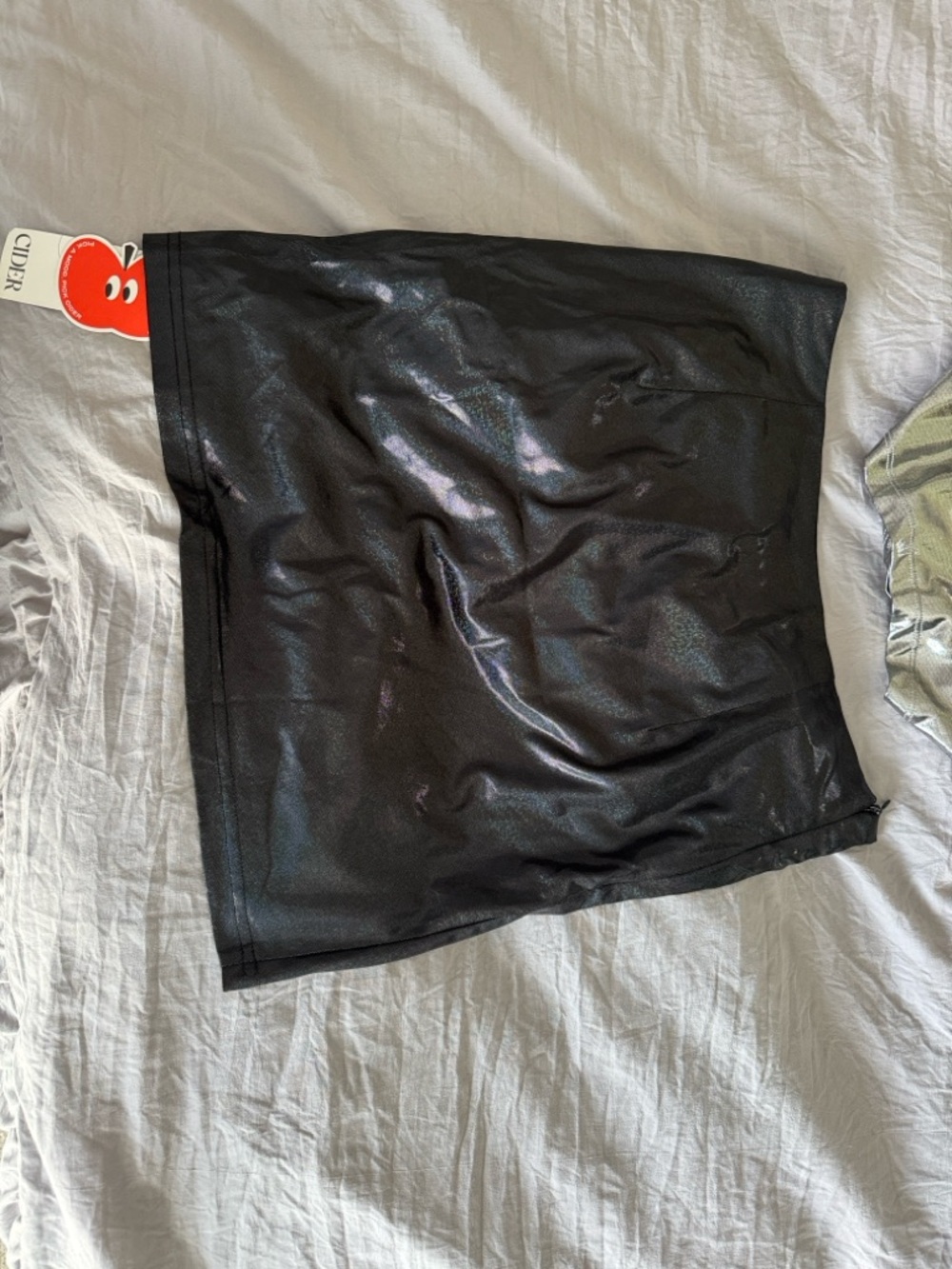 Cider Black Shiny Mini Skirt